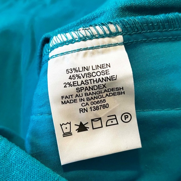 NEW PHOTOS! CAPRIS, STRETCH LINEN, CARIBE BLUE, SIZE 24, FRONT ZIPPER, POCKETS, - Picture 3 of 16